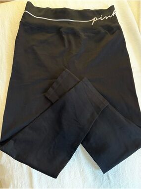 PINK Victoria's Secret Black High-Waist Leggings with Script Logo XL